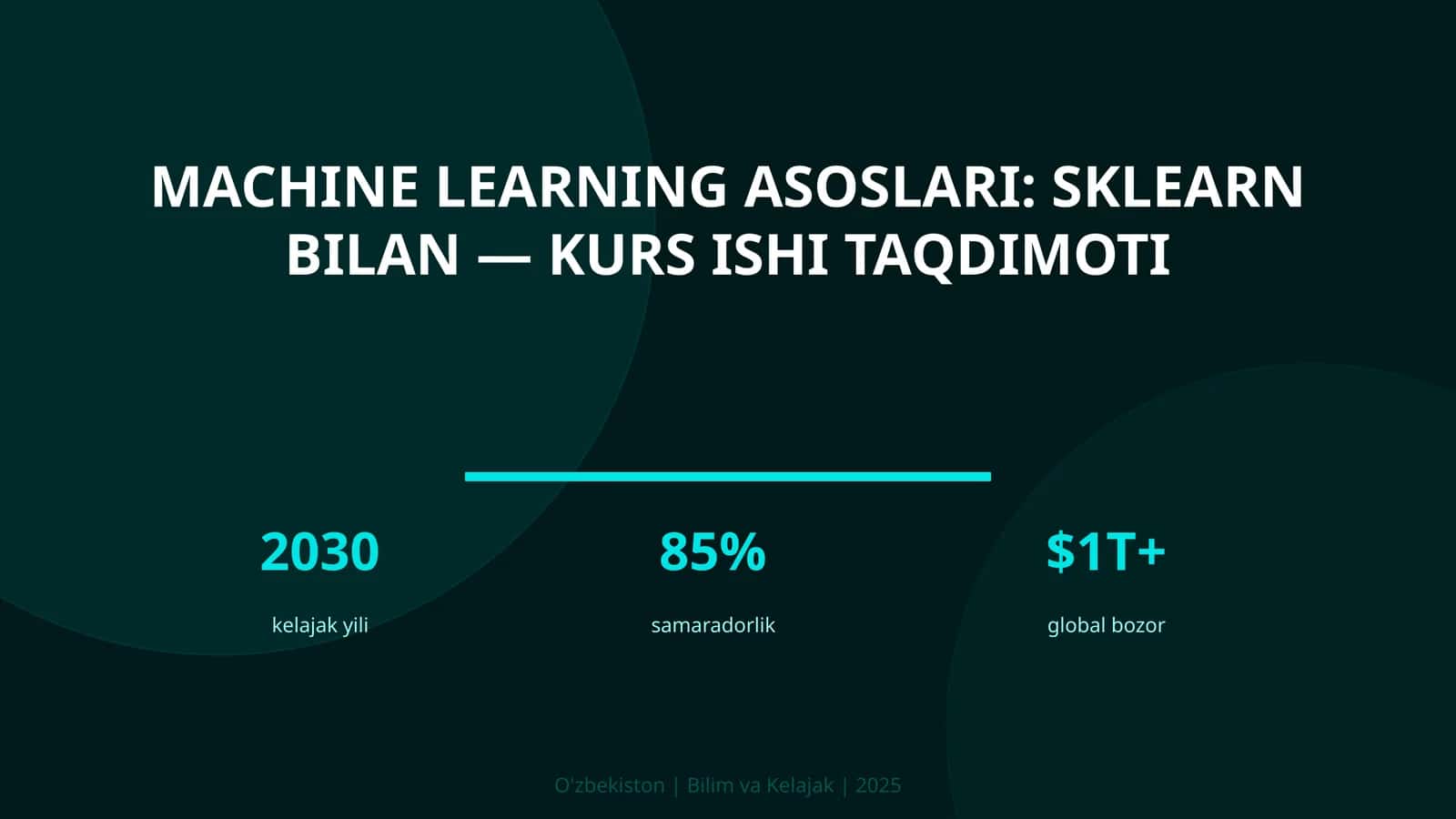 Machine learning asoslari: sklearn bilan — kurs ishi taqdimoti 1