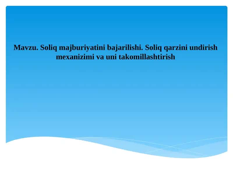 Soliq majburiyatini bajarilishi 1