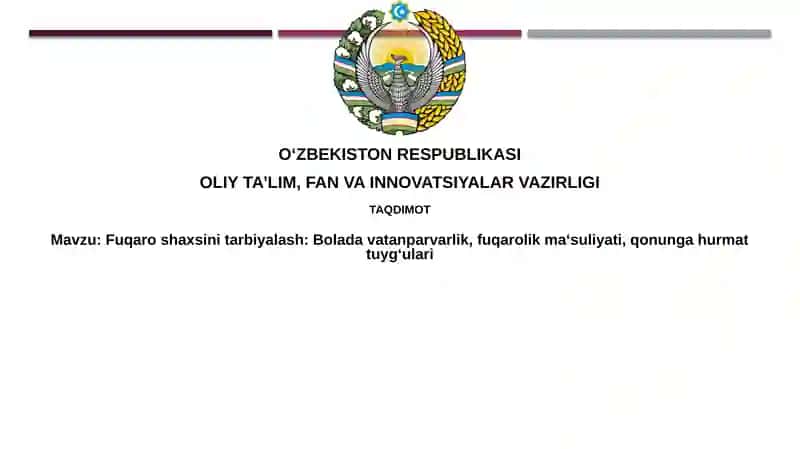 Vatanparvarlik, Fuqarolik Mas'uliyati va Qonunga Hurmatni Shakllantirish Asoslari