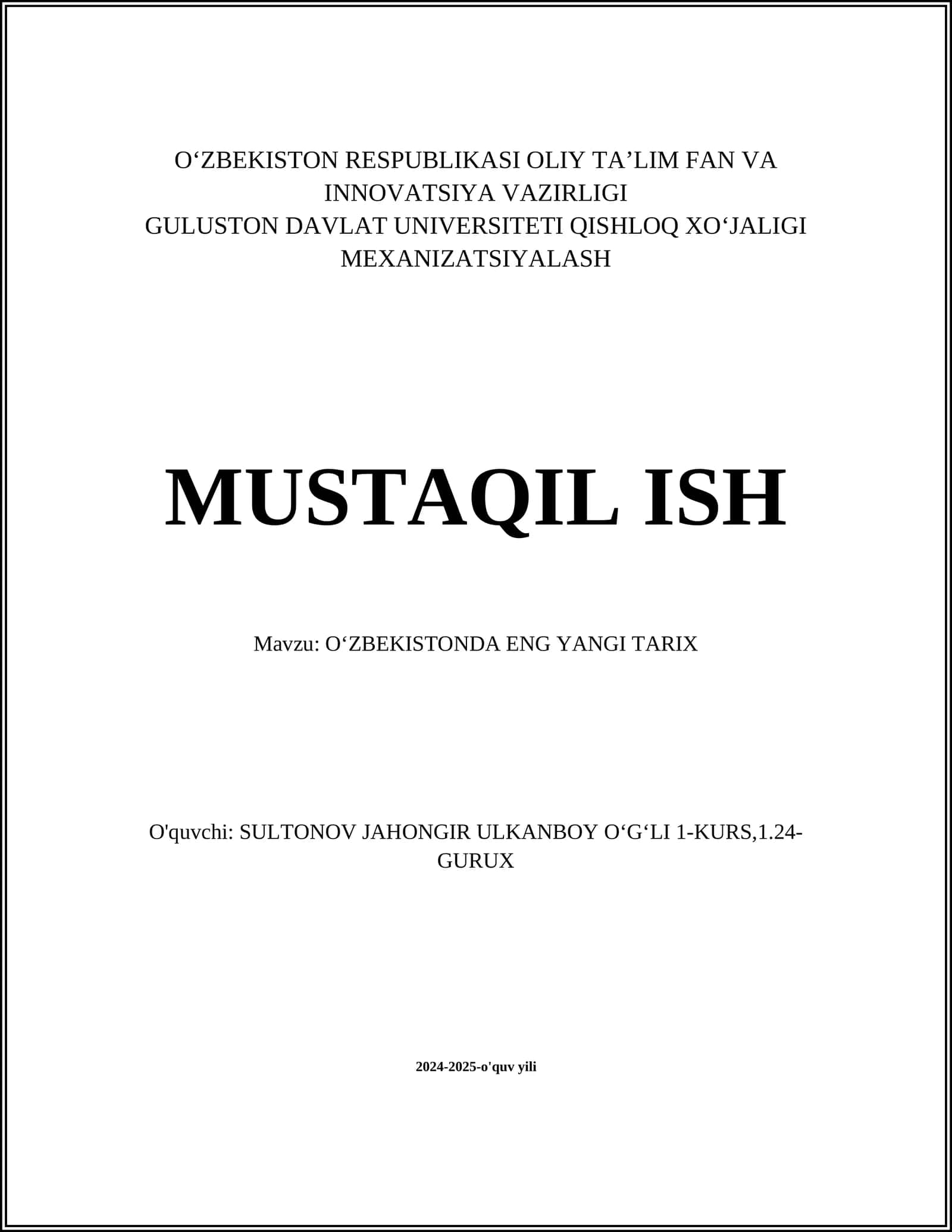 OʻZBEKISTONDA ENG YANGI TARIX 1