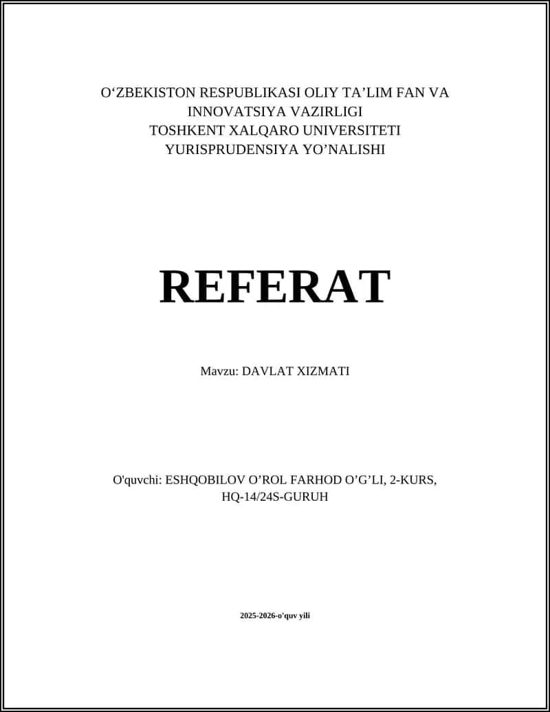 DAVLAT XIZMATI 1