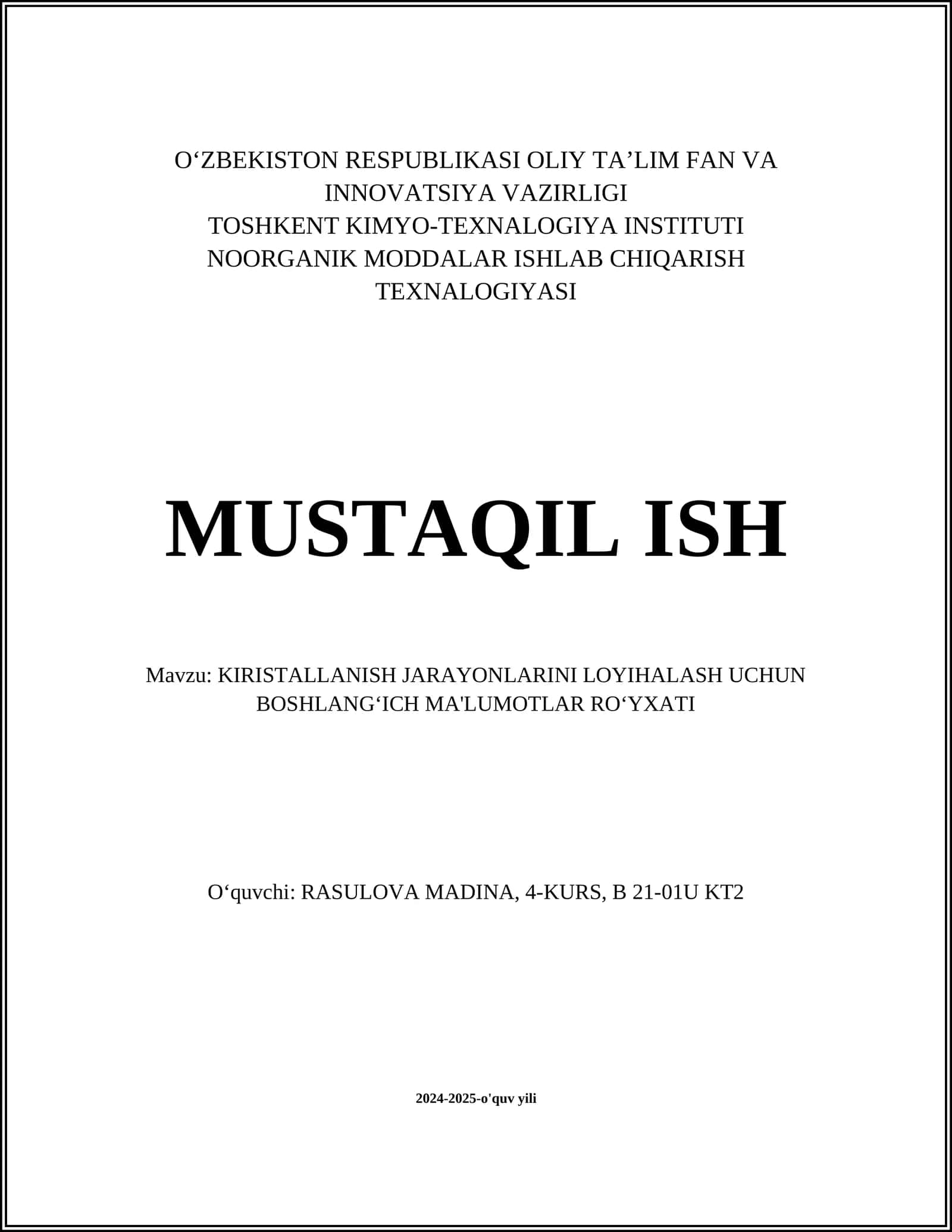 Kristallanish jarayoni 1