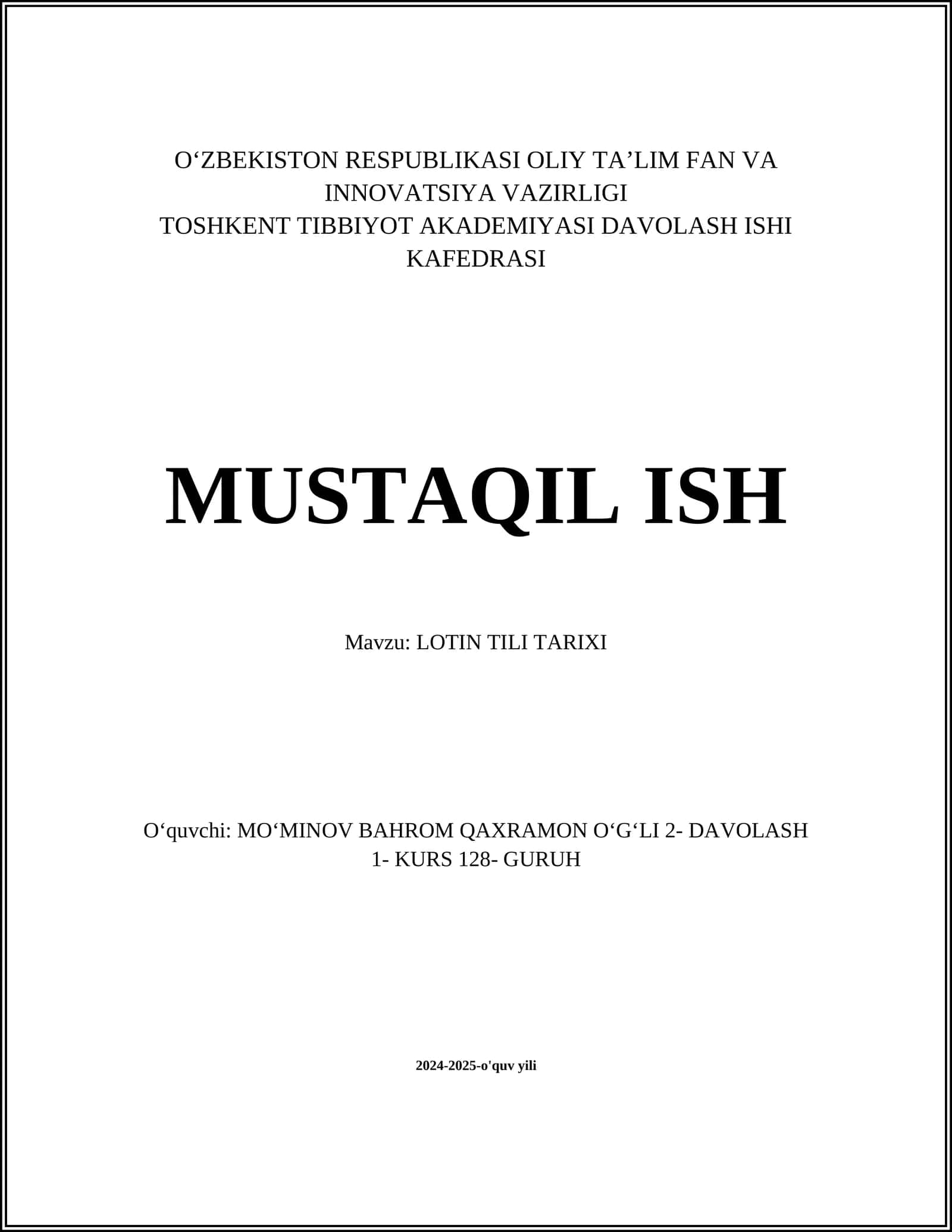 LOTIN TILI TARIXI 1