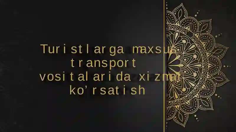 Turistlarga maxsus transport vositalarida xizmat ko’rsatish
