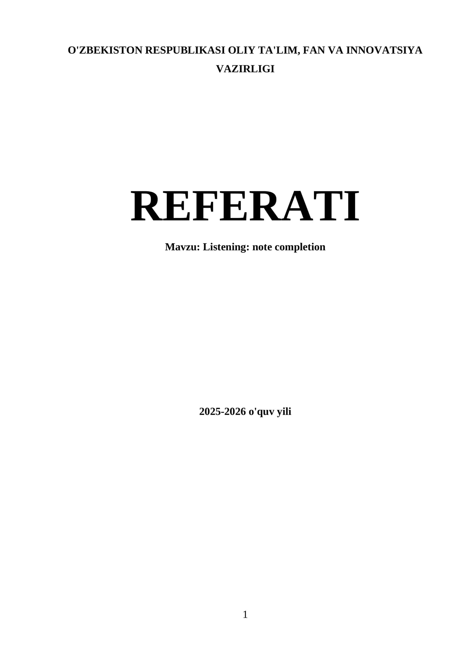 Listening: note completion 1