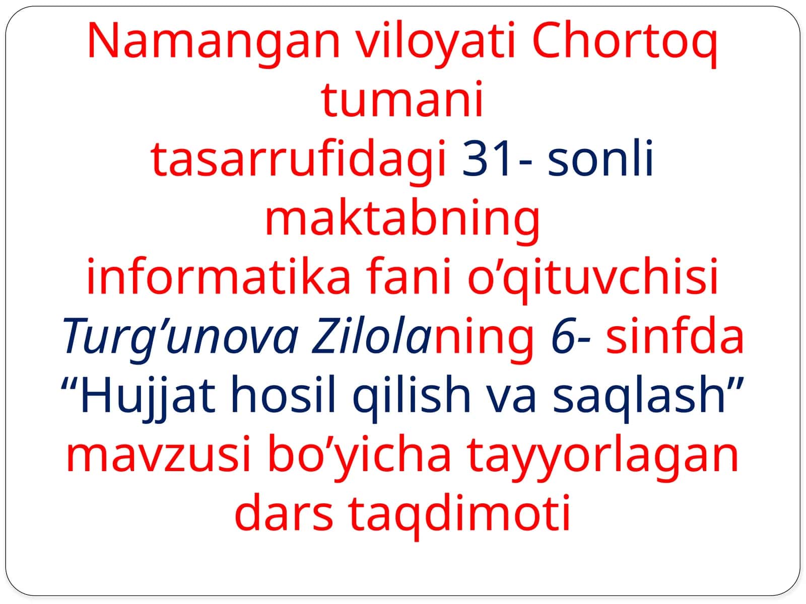 Hujjathosil qilish va saqlash 1