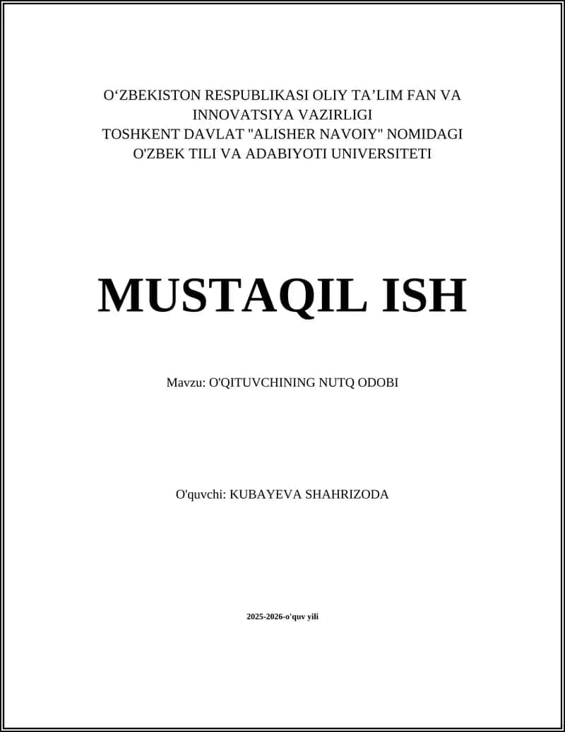 O'QITUVCHINING NUTQ ODOBI 1