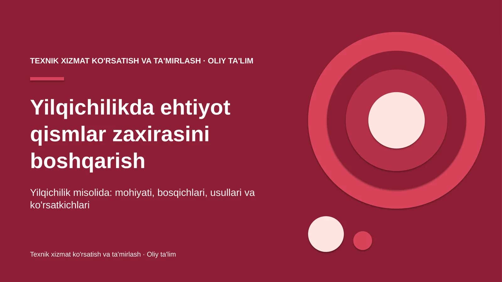 Yilqichilikda ehtiyot qismlar zaxirasini boshqarish 1