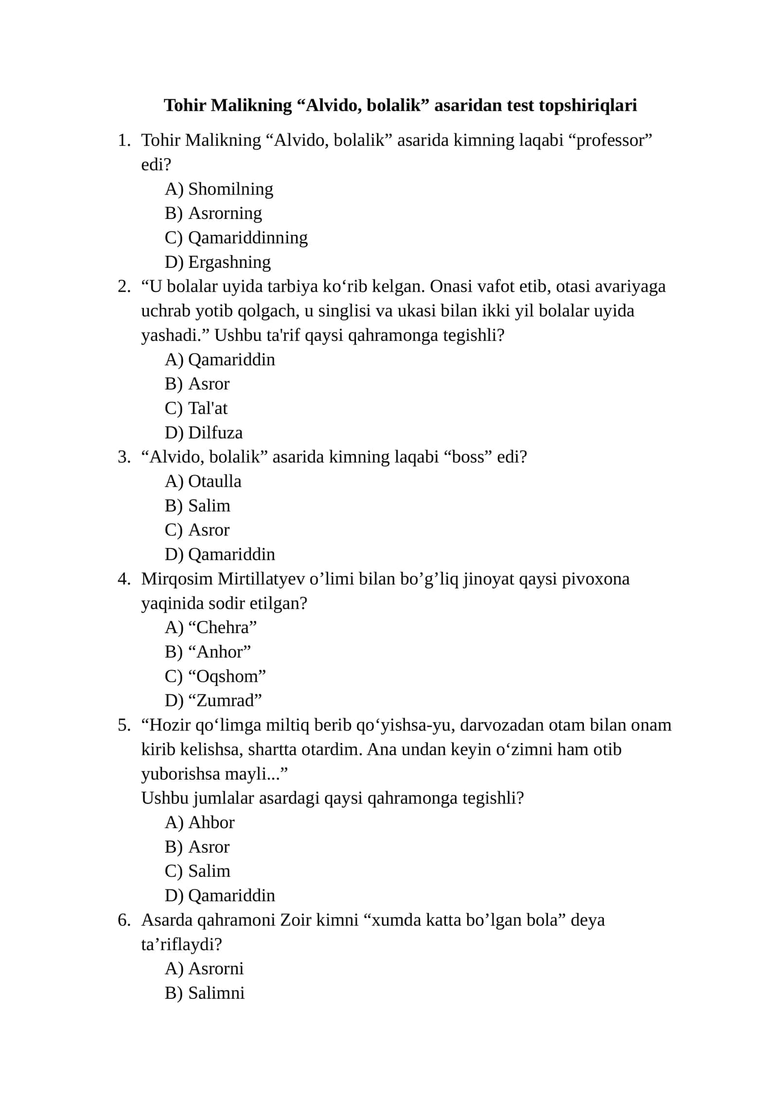 Alvido, bolalik 1