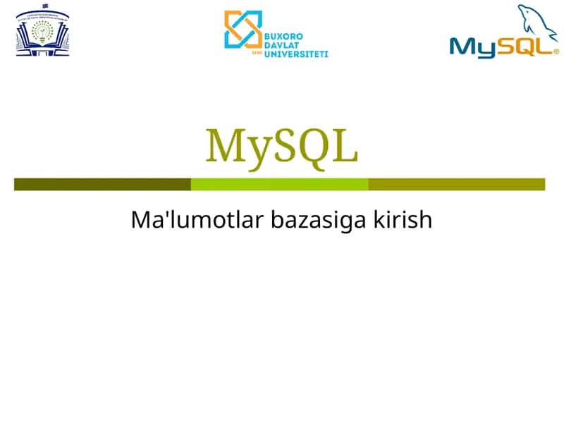 Ma'lumotlar bazasiga kirish 1