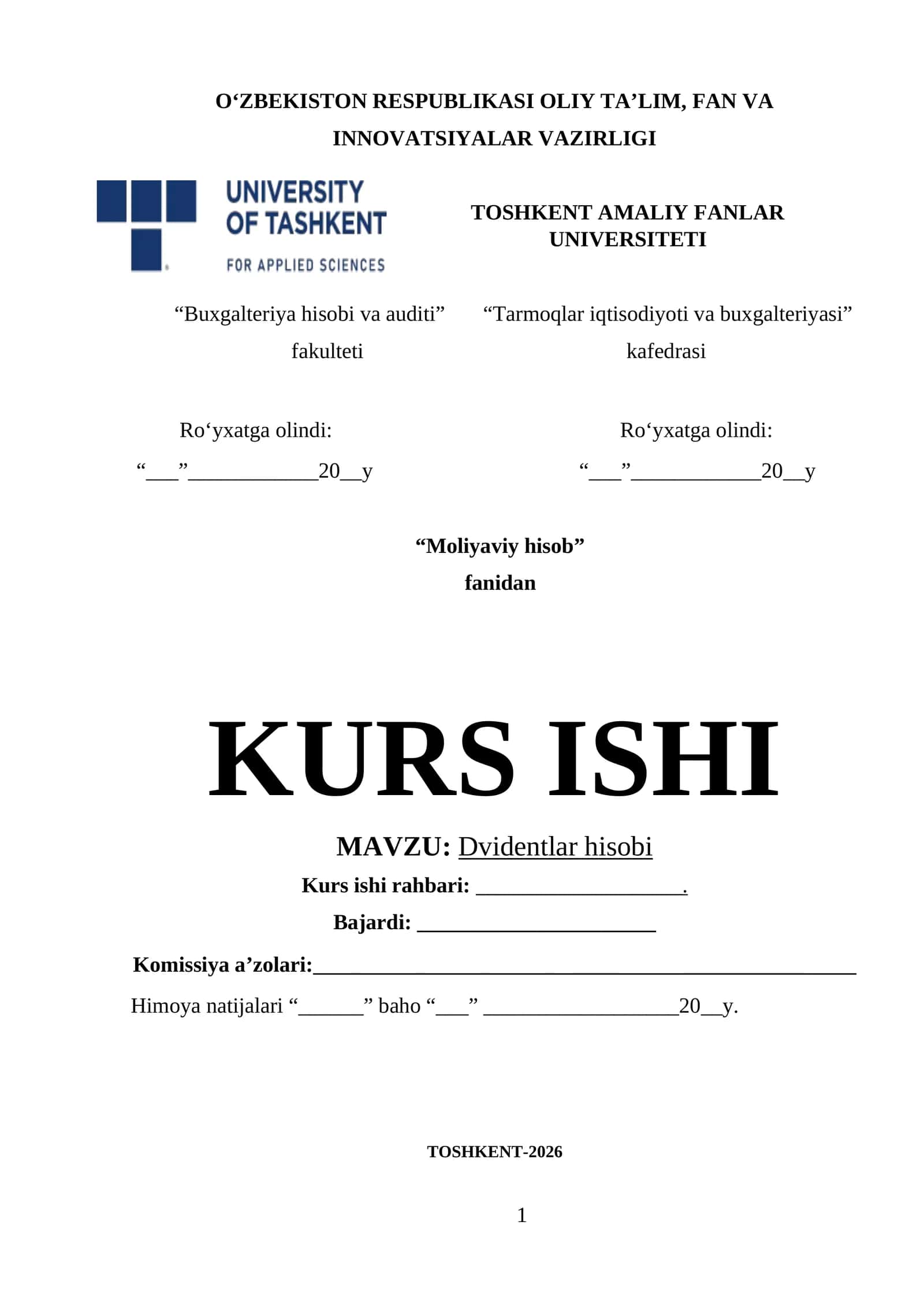 Dvidentlar hisobi 1