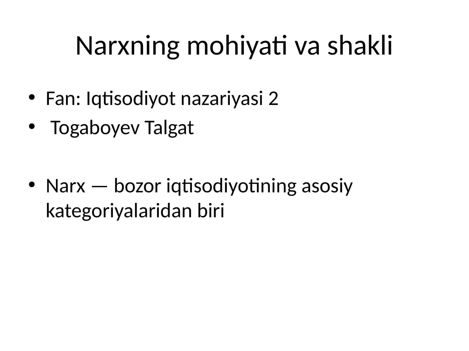 Narxning mohiyati va shakli 1