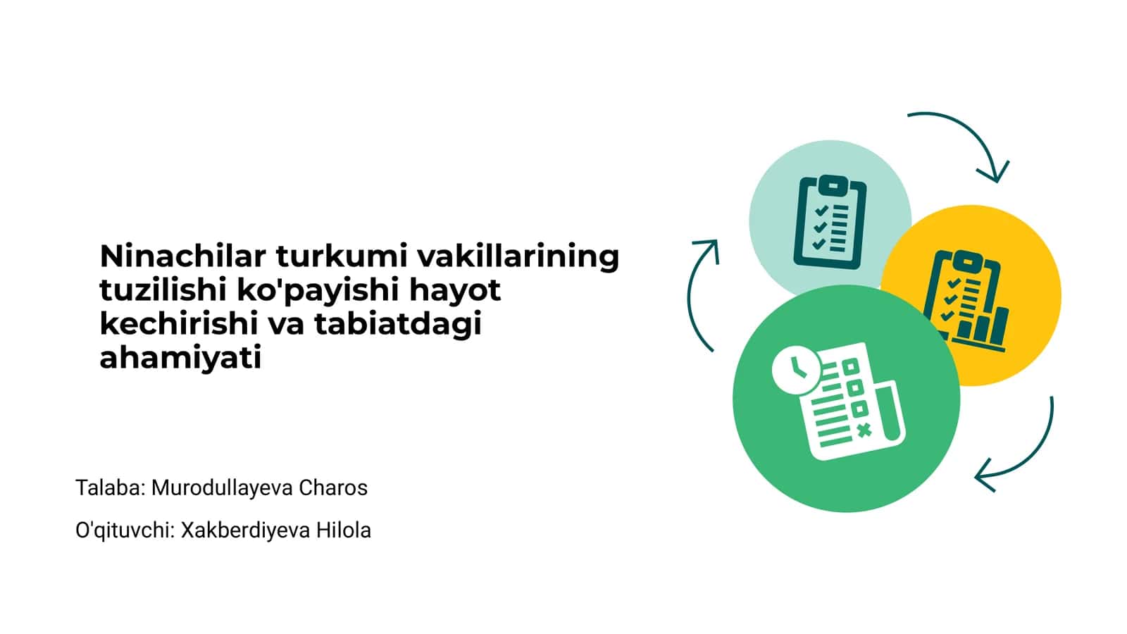 Ninachilar turkumi vakillarining tuzilishi ko'payishi hayot kechirishi va tabiatdagi ahamiyati 1