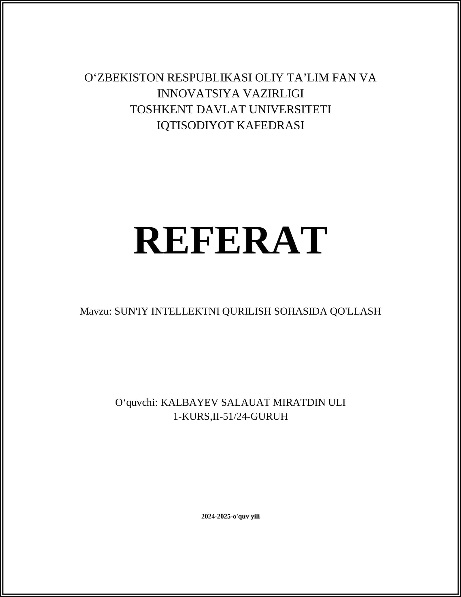 SUN'IY INTELLEKTNI QURILISH SOHASIDA QO'LLASH 1