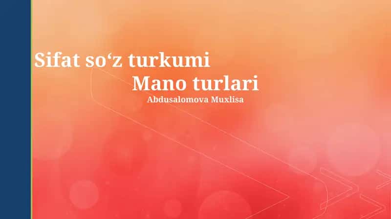 Sifat soʻz turkumi 1