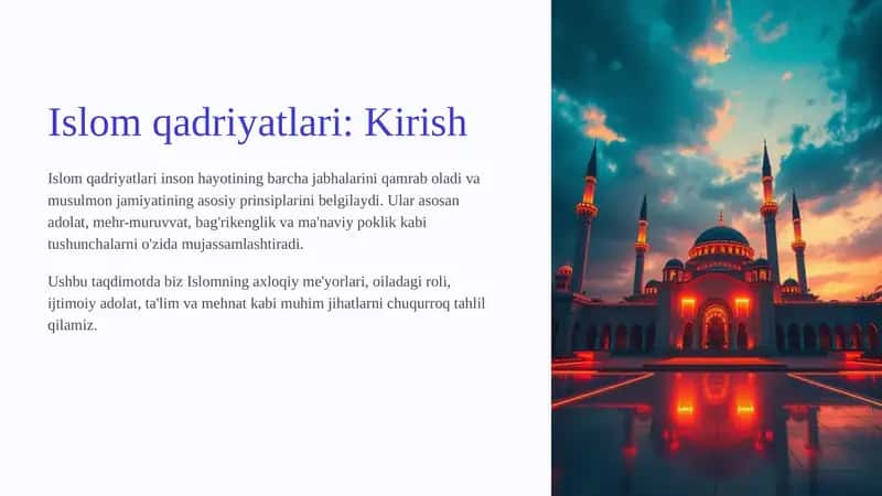 Islom qadriyatlari: Kirish 1