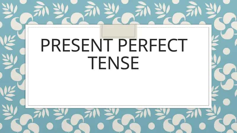 Present Perfect Tense 1