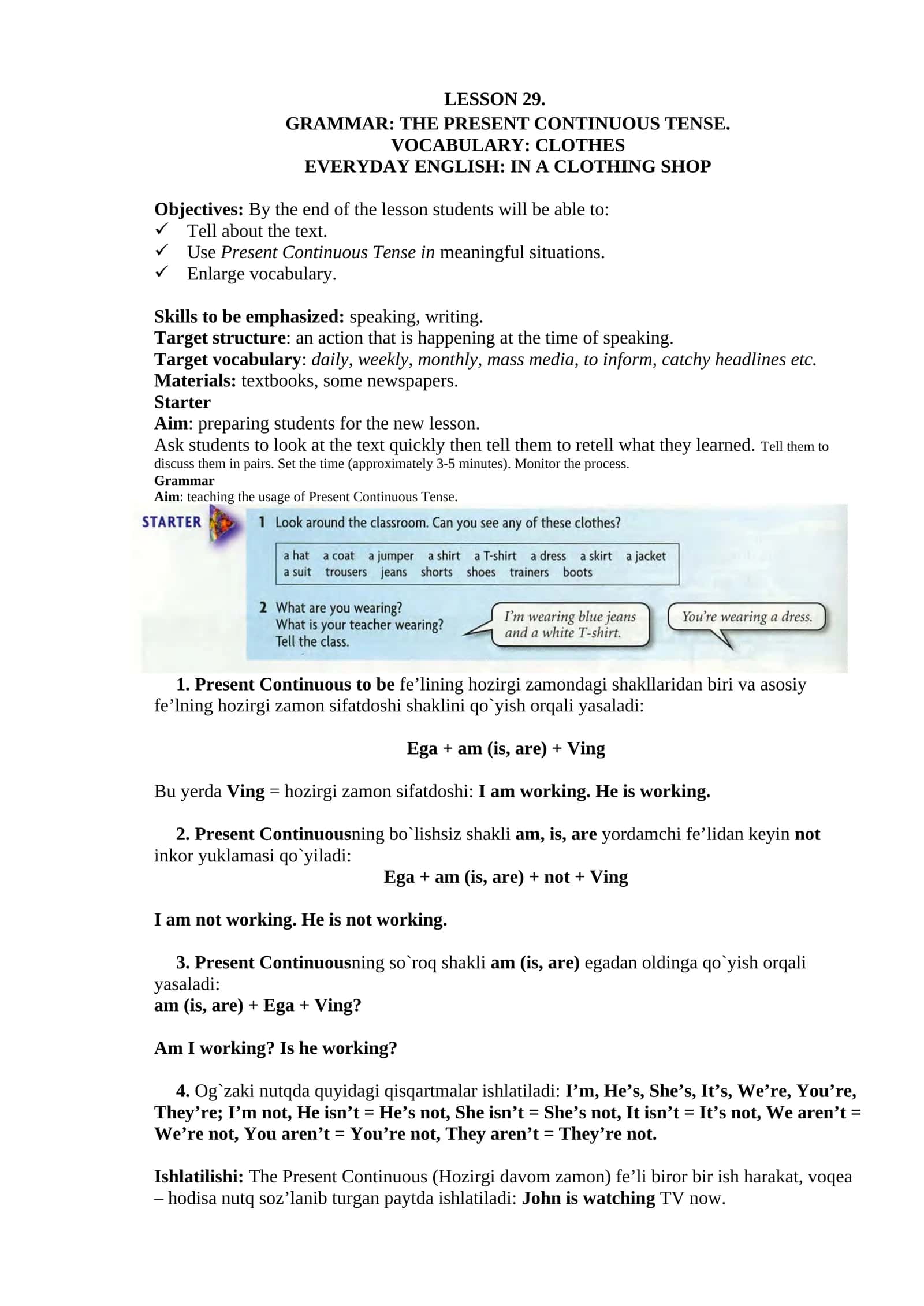 GRAMMAR: THE PRESENT CONTINUOUS TENSE 1