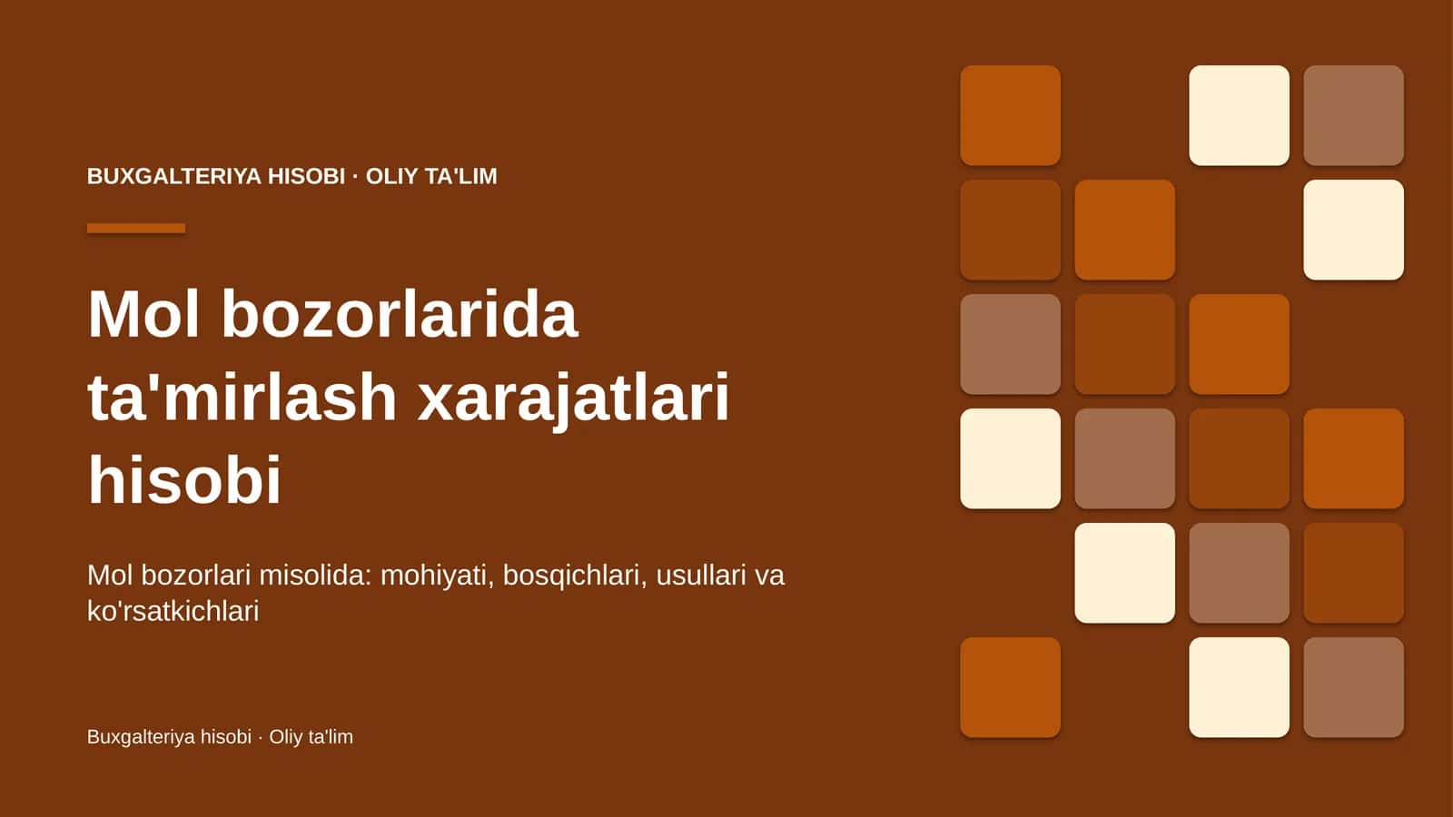 mol bozorlarida ta'mirlash xarajatlari hisobi 4766 1