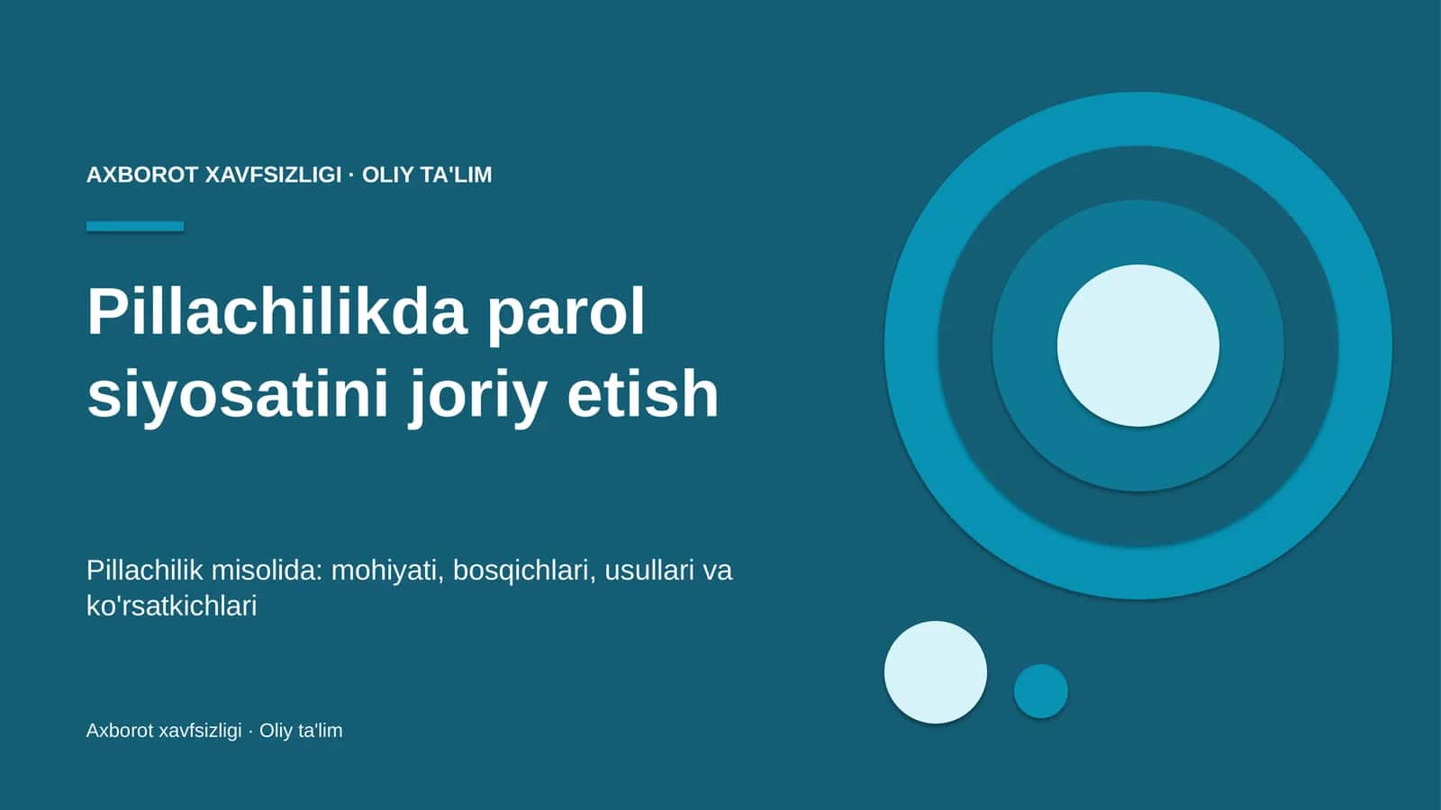 Pillachilikda parol siyosatini joriy etish 1