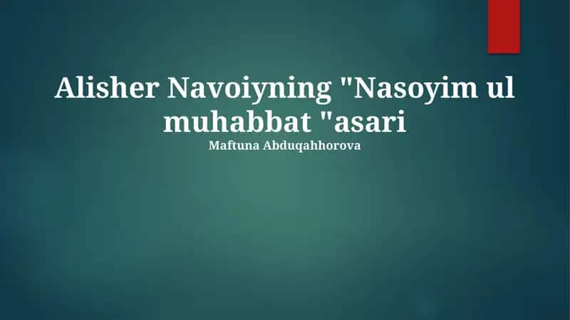 Nasoyim ul muhabbat 1