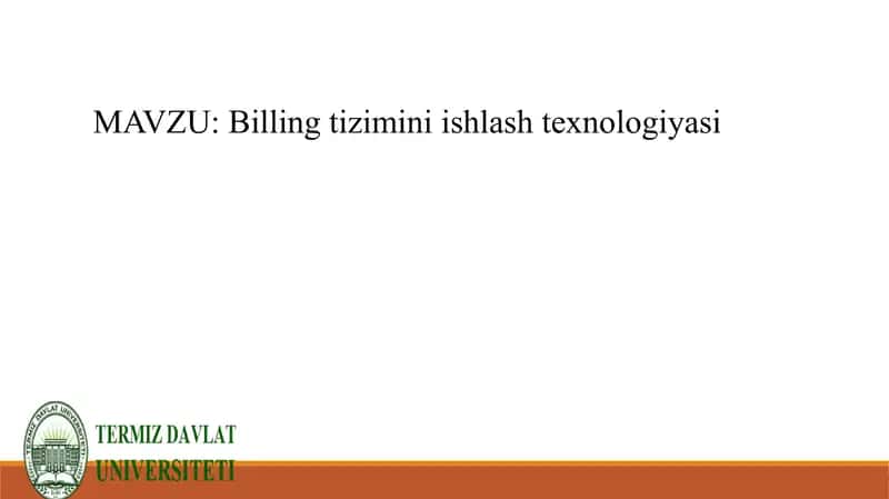 Billing tizimini ishlash texnologiyasi 1