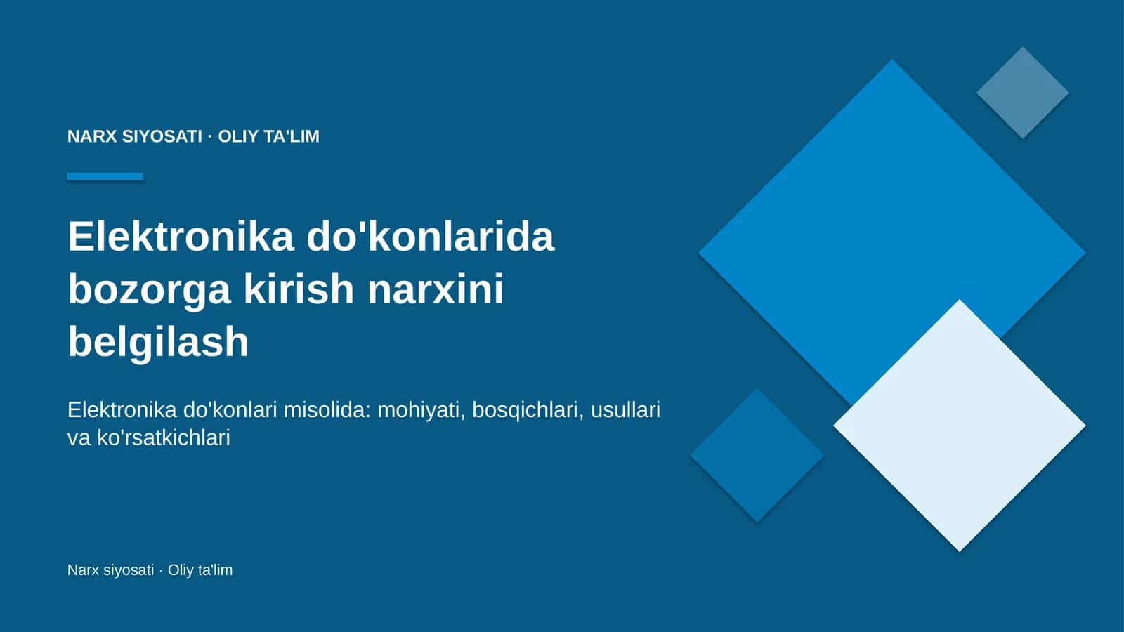 elektronika do'konlarida bozorga kirish narxini belgilash 8418 1