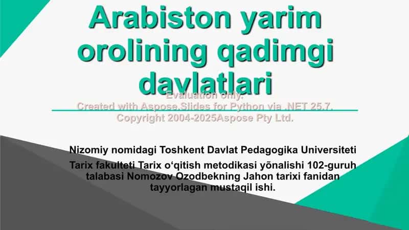 Arabiston yarim orolining qadimgi davlatlari 1