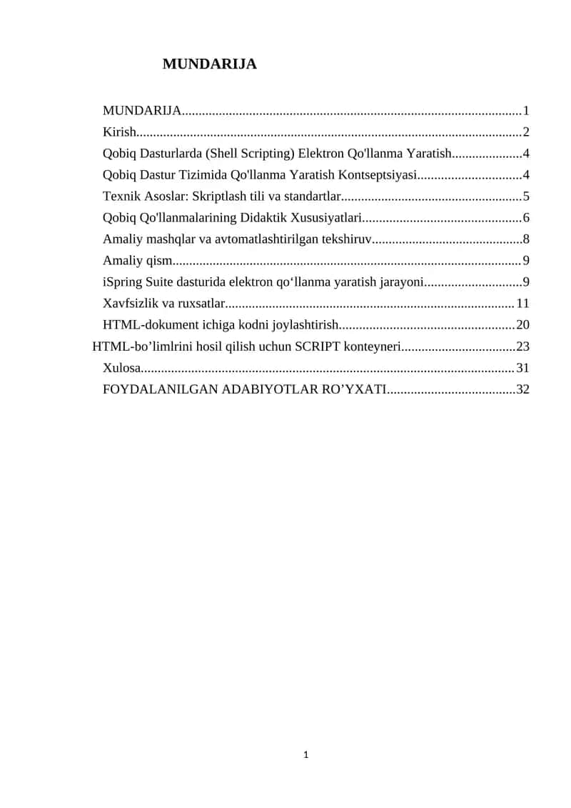 Qobiq dasturlarda elektron qoʻllanma yaratish 1