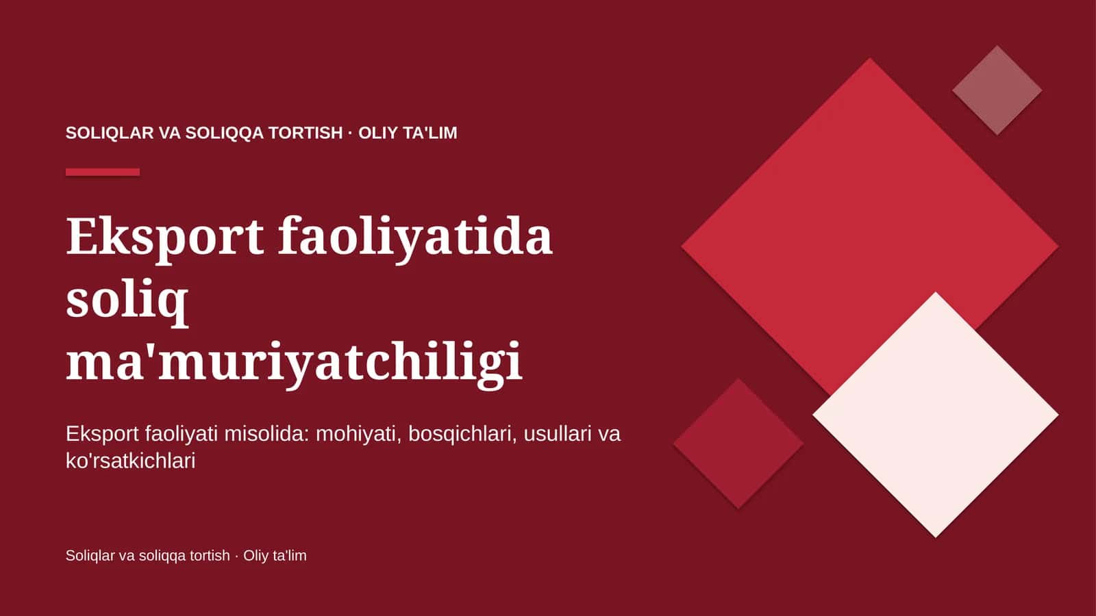 eksport faoliyatida soliq ma'muriyatchiligi 8587 1