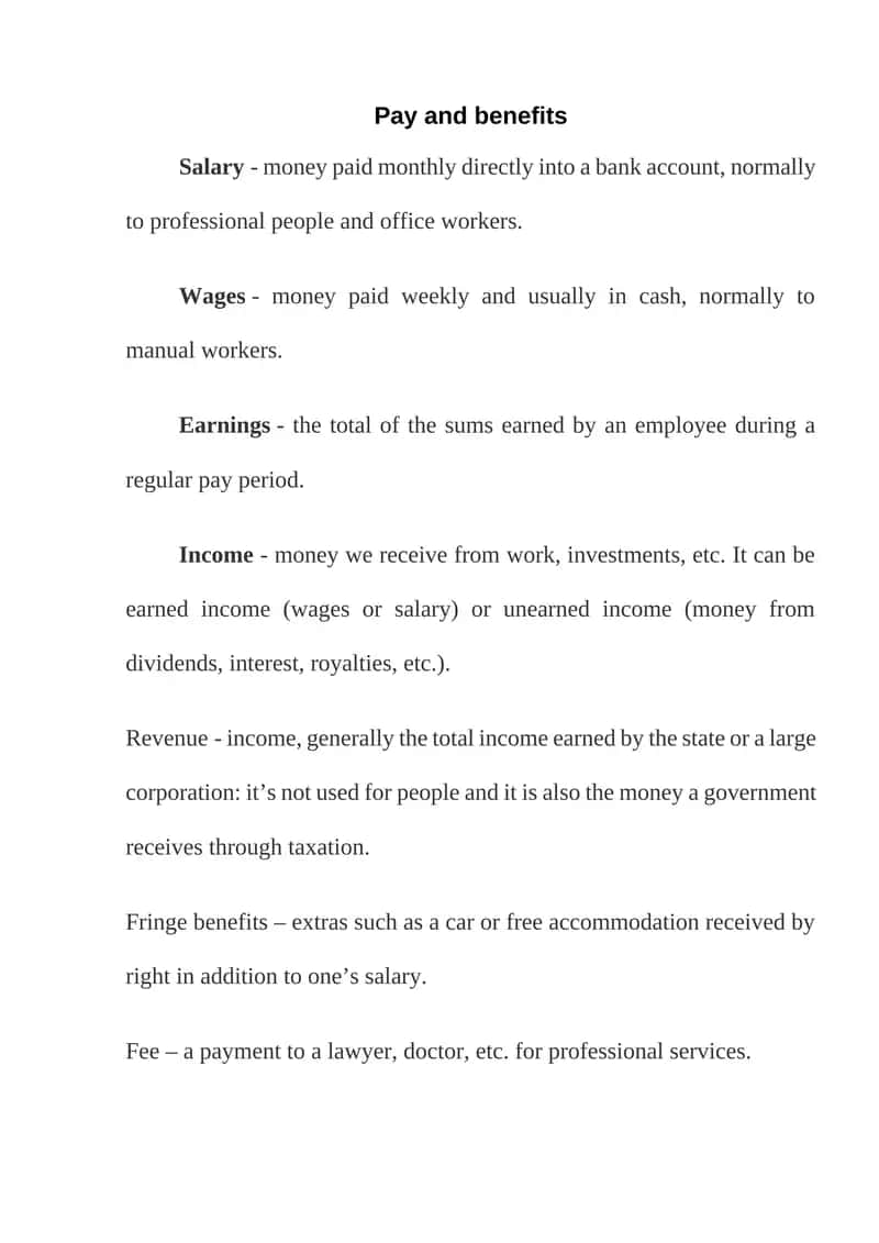 Pay and benefits 1