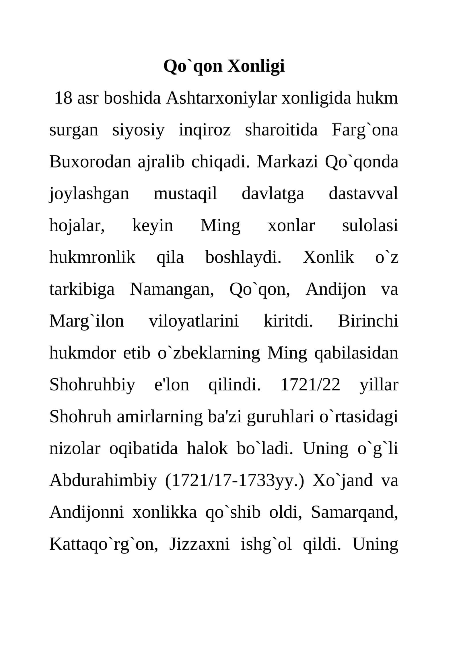 Qo`qon Xonligi 1
