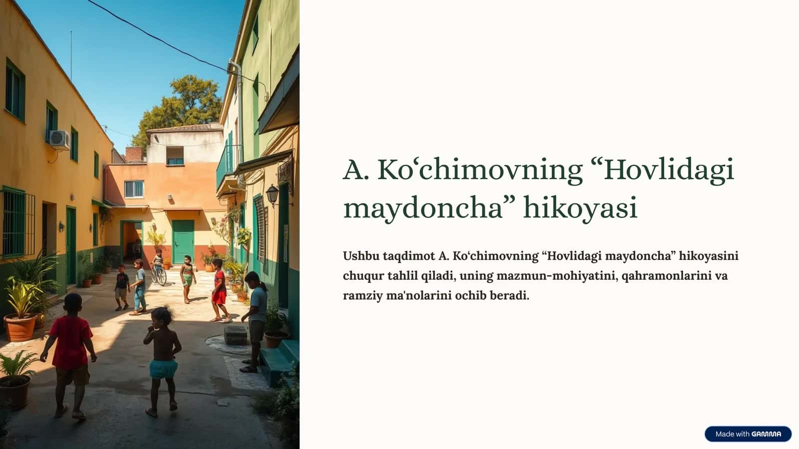Hovlidagi maydoncha hikoyasi 1