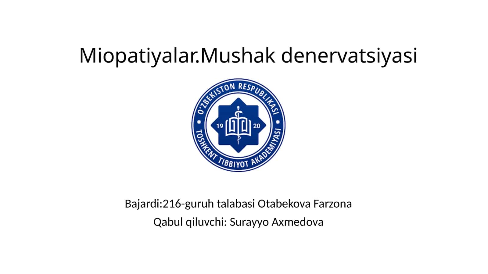 Miopatiyalar. Mushak denervatsiyasi 1
