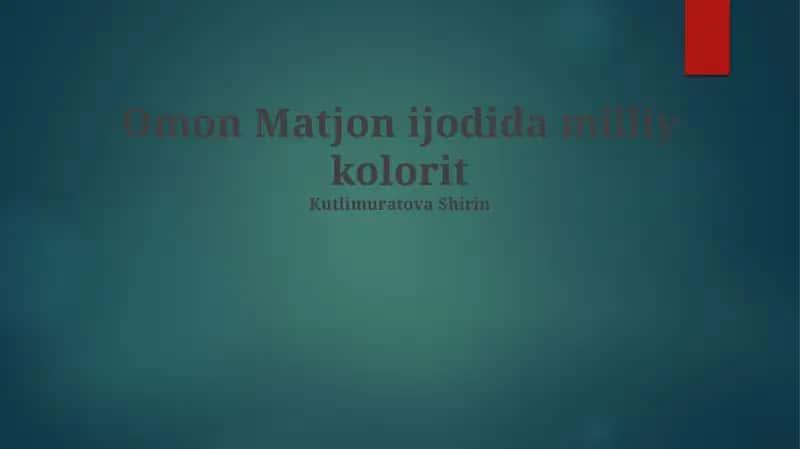 Omon Matjon Asarlaridagi Rang Simvolizmi 1