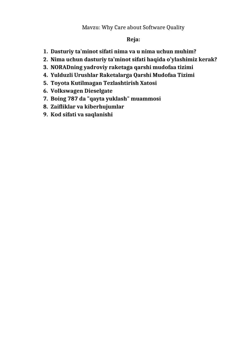 Why Care about Software Quality 1