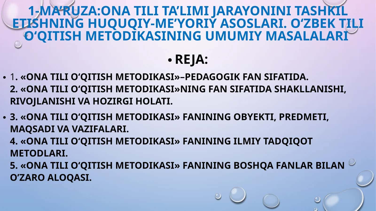 Ona tilini o'qitish metodikasi 1