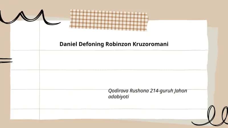Daniel Defoning Robinzon Kruzoromani 1