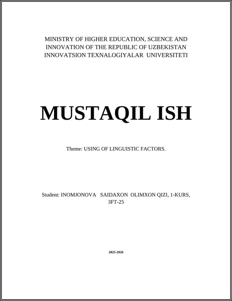Using of Linguistic Factors 1