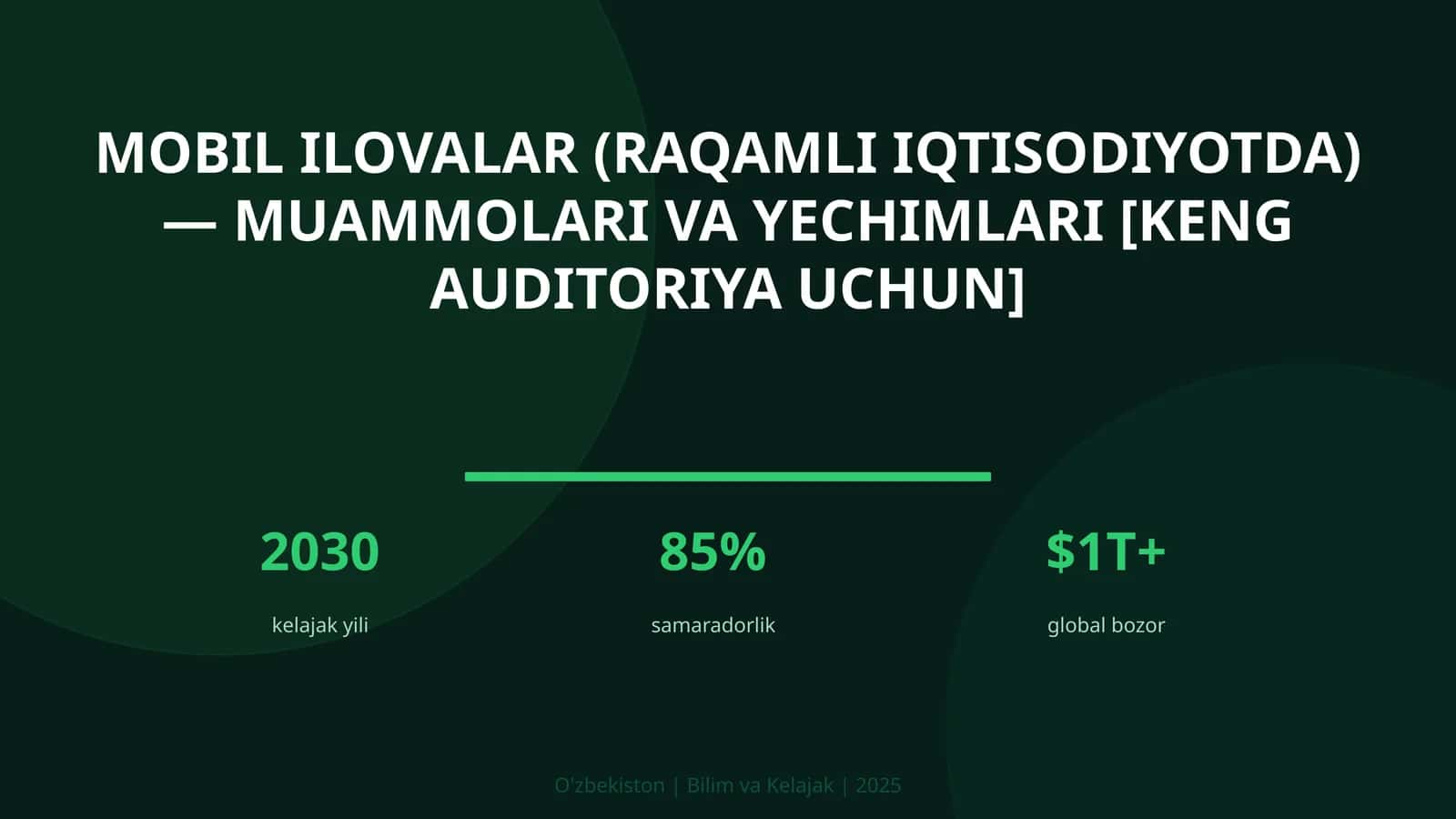 Mobil ilovalar (raqamli iqtisodiyotda) — muammolari va yechimlari [keng auditoriya uchun] 1