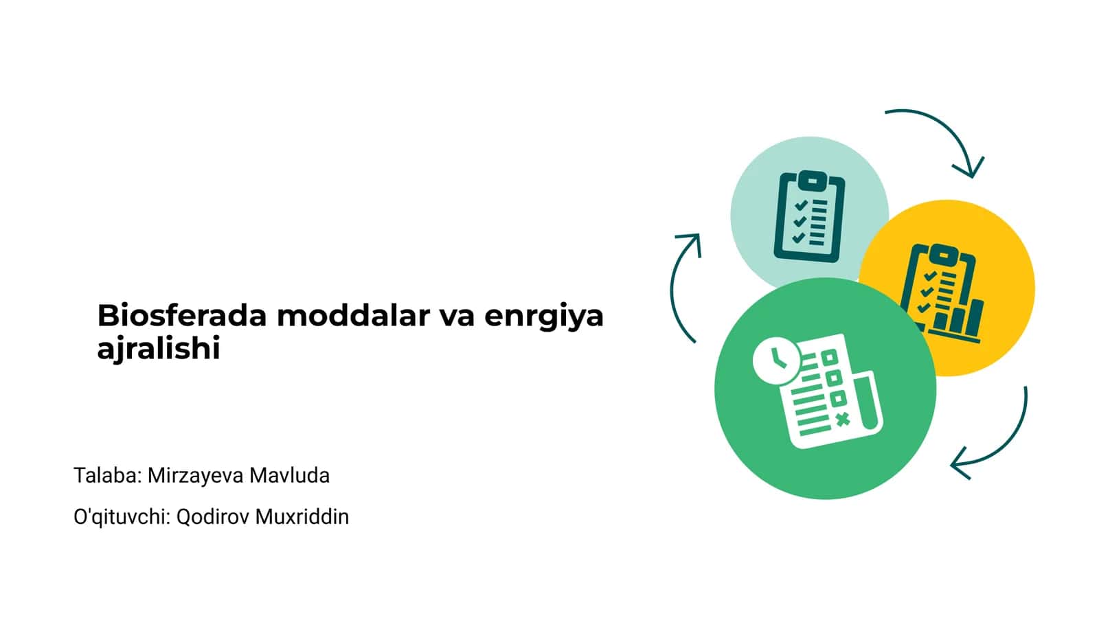 Biosferada moddalar va enrgiya ajralishi 1