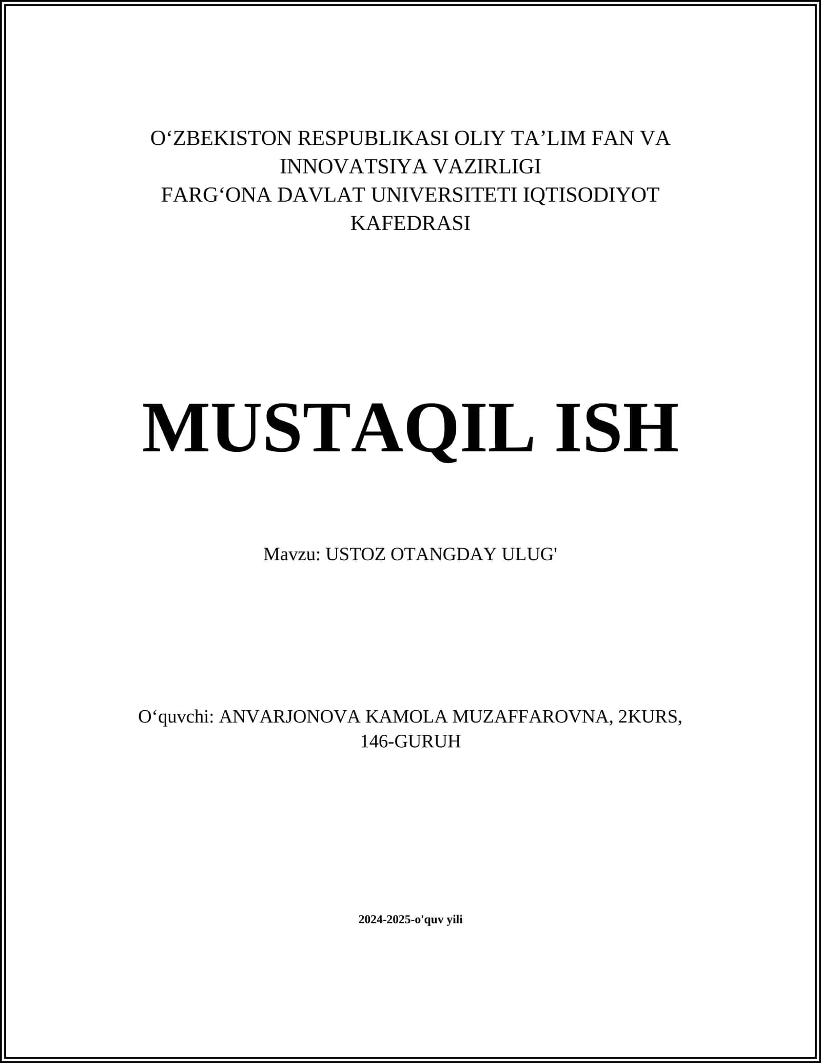 USTOZ OTANGDAY ULUG' 1