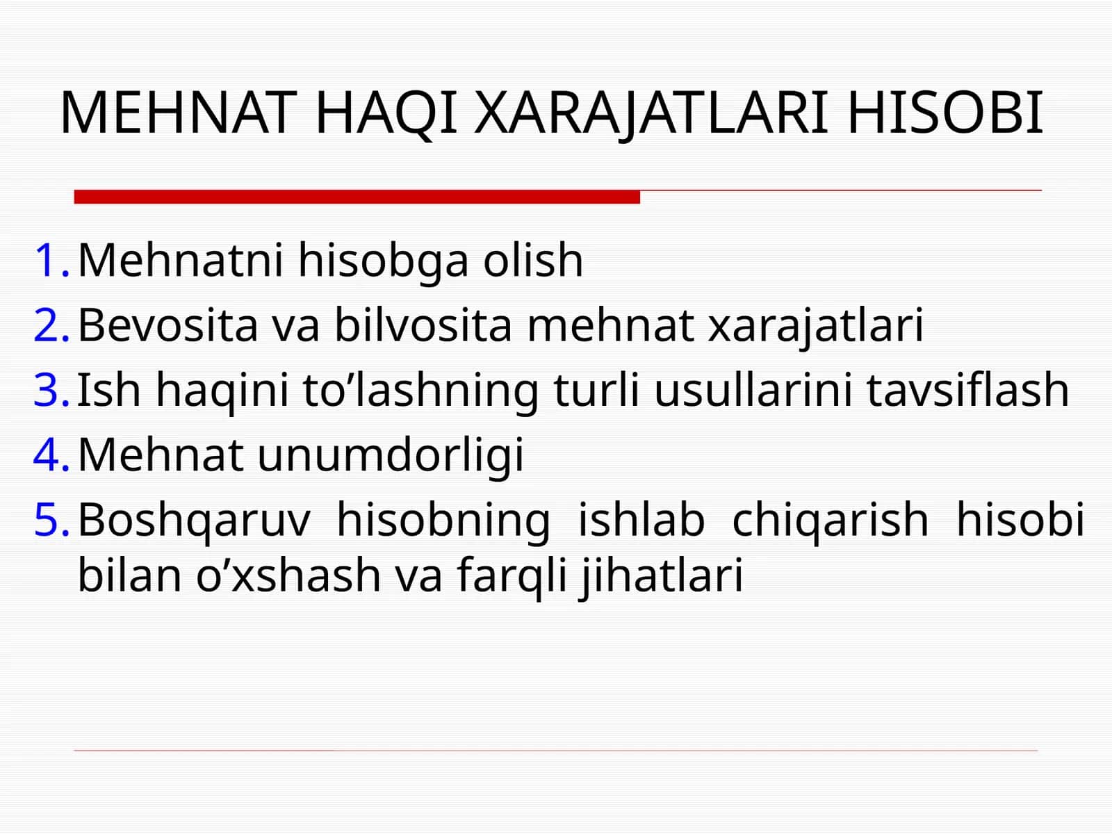 MEHNAT HAQI XARAJATLARI HISOBI 1