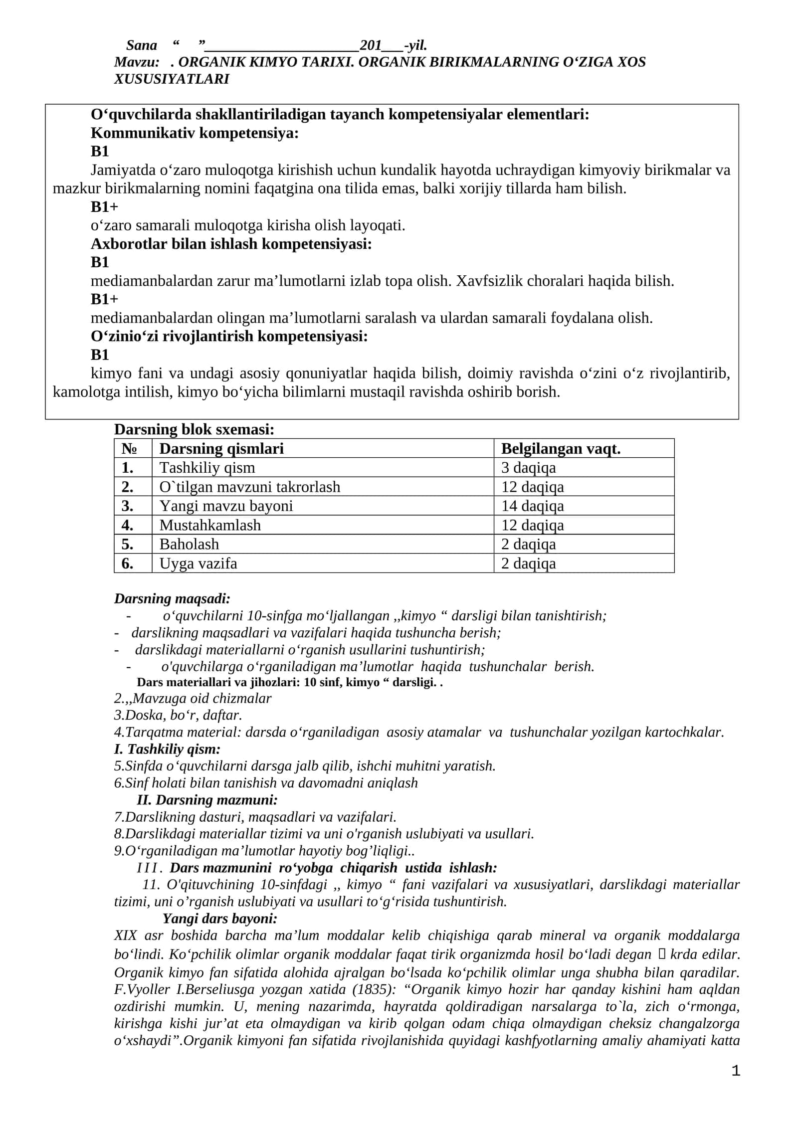 ORGANIK KIMYO TARIXI 1