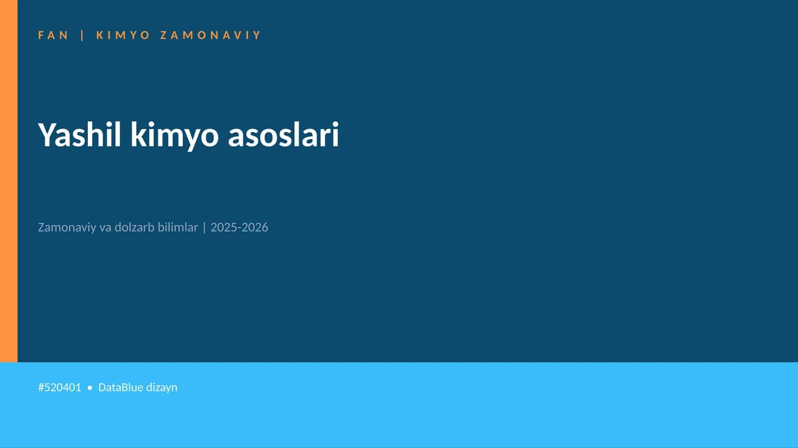 Yashil kimyo asoslari 1