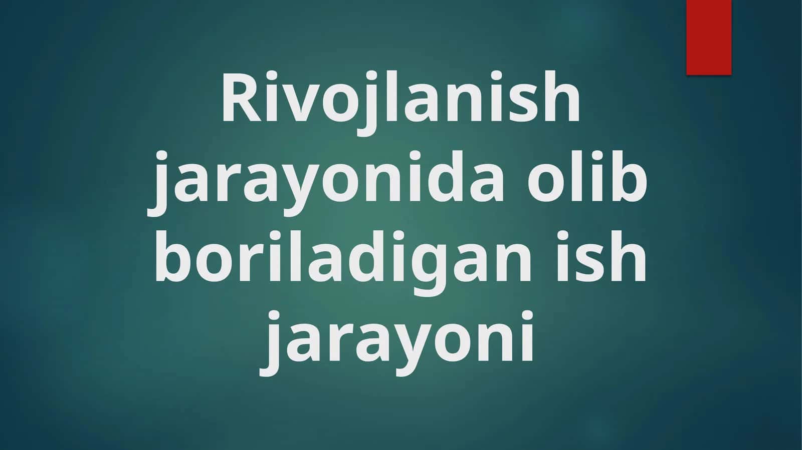 Rivojlanish jarayonida olib boriladigan ish jarayoni 1
