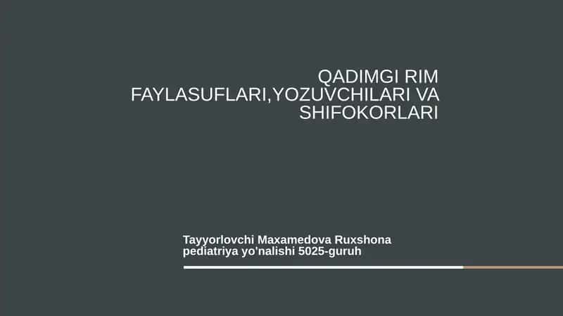 Qadimgi Rim faylasuflari, yozuvchilari va shifokorlari
