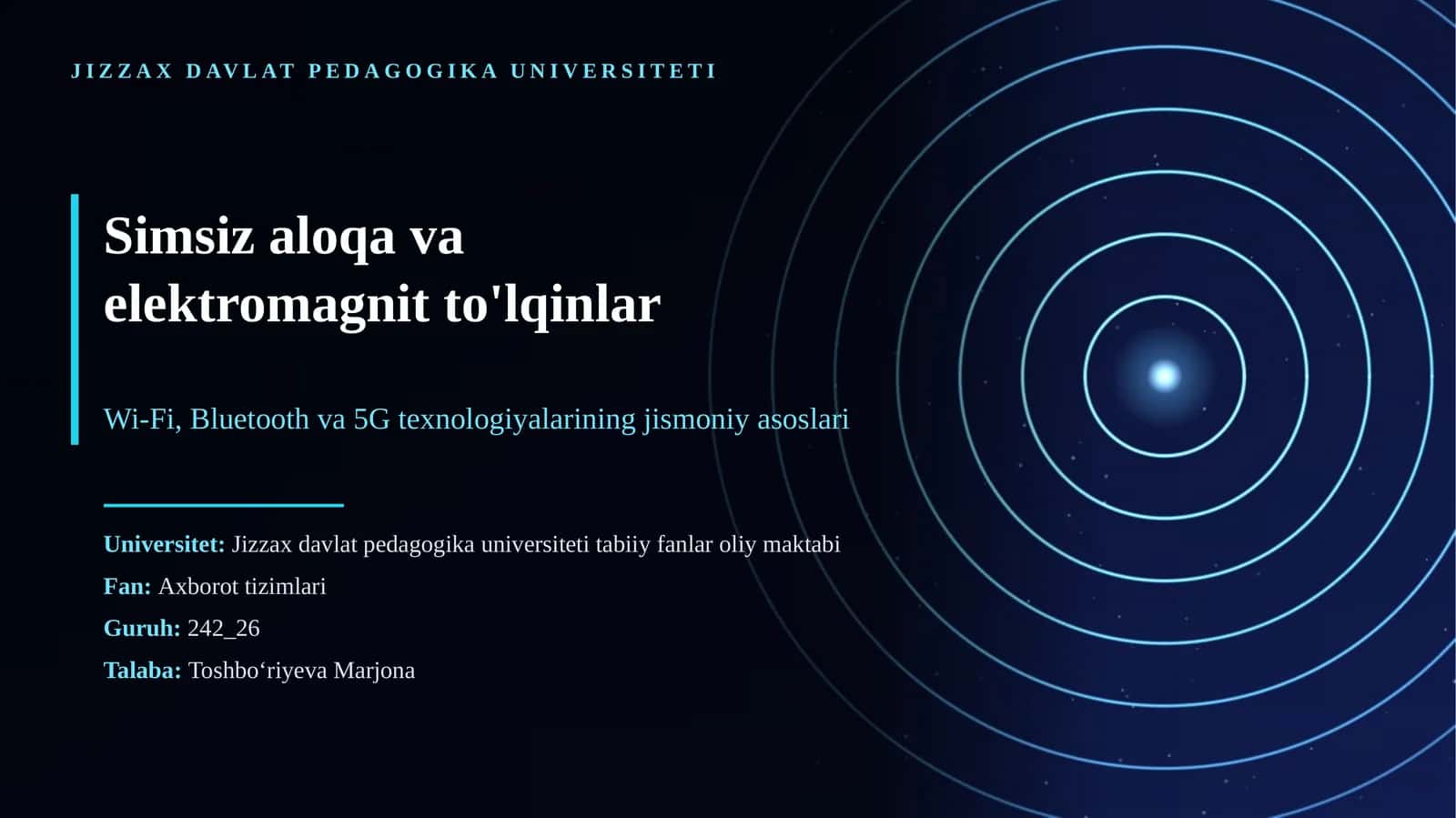 Simsiz aloqa va elektromagnit to'lqinlar 1