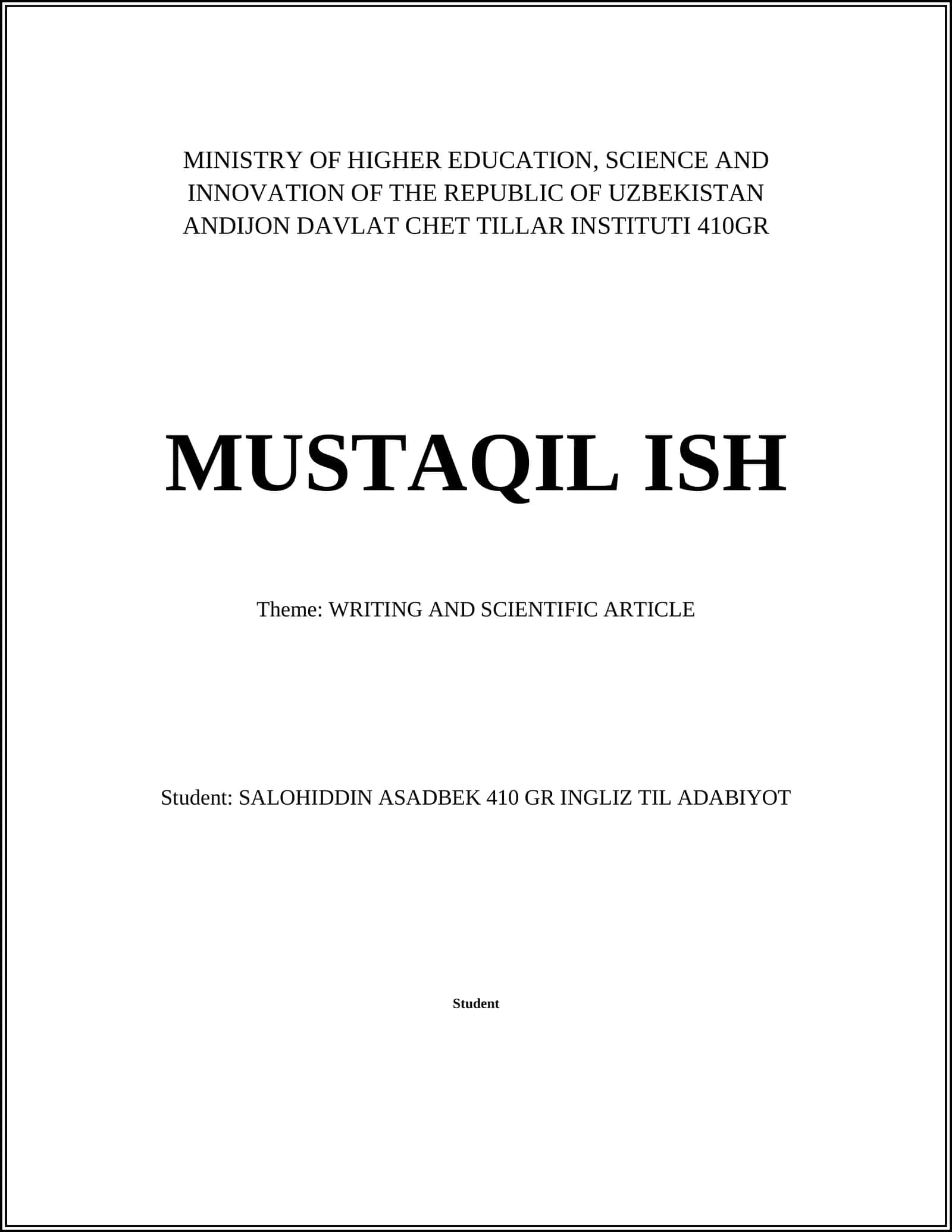 WRITING AND SCIENTIFIC ARTICLE 1