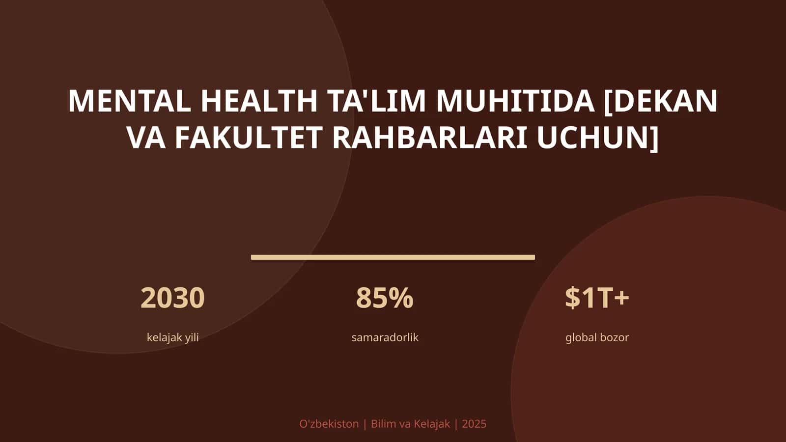 MENTAL HEALTH TA'LIM MUHITIDA [DEKAN VA FAKULTET RAHBARLARI UCHUN] 1